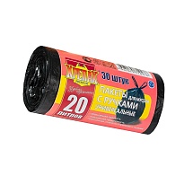 Мешки для мусора 20 л, с ручками, черные, в рулоне 30 шт., ПНД, 10 мкм, 550х440 мм, Крепак, 4607075710276 в Ейске Мешки для мусора 20 л, с ручками, черные, в рулоне 30 шт., ПНД, 10 мкм, 550х440 мм, Крепак, 4607075710276 в Ейске