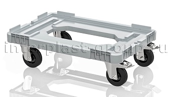 Тележка пластиковая с отверстием 2 колеса с тормозом усиленная серая в Ейске