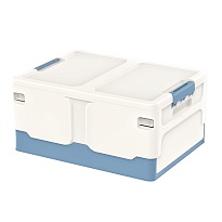 Ящик пластиковый складной белый, дно синее, 480х360х240 мм в Ейске Ящик пластиковый складной белый, дно синее, 480х360х240 мм в Ейске