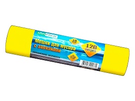 Мешки для мусора 120 л, с завязками, желтые, в рулоне 10 шт., ПНД, 15 мкм, 800х750 мм, VIP, Z12010yel в Ейске Мешки для мусора 120 л, с завязками, желтые, в рулоне 10 шт., ПНД, 15 мкм, 800х750 мм, VIP, Z12010yel в Ейске