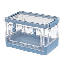 Ящик пластиковый складной прозрачный, дно синее, 360х235х230 мм, с колесиками в Ейске