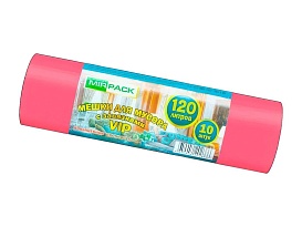 Мешки для мусора 120 л, с завязками, красные, в рулоне 10 шт., ПНД, 15 мкм, 800х750 мм, VIP, Z12010red в Ейске