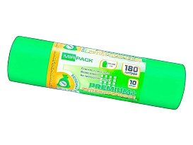 Мешки для мусора 180 л, ароматизированные, зеленые, в рулоне 10 шт., ПВД, 35 мкм, 1100х930 мм, PREMIUM+, 180105301 в Ейске