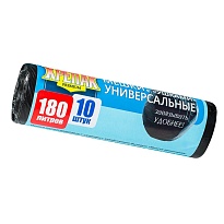 Мешки для мусора 180 л, с ушками, черные, в рулоне 10 шт., ПНД, 20 мкм, 1150х800 мм, Крепак, 4607075710498 в Ейске