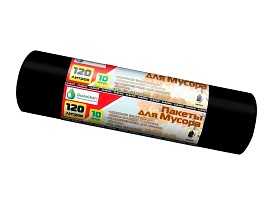 Мешки для мусора 120 л, черные, в рулоне 10 шт., ПНД, 12 мкм, 1100х700 мм, MIRPACK Classik, 1201011 в Ейске