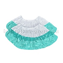 Бахилы бело-бирюзовые 1000 шт (500 пар), 48 мкм, двойная подошва, с одной резинкой, Эконом+ в Ейске Бахилы бело-бирюзовые 1000 шт (500 пар), 48 мкм, двойная подошва, с одной резинкой, Эконом+ в Ейске