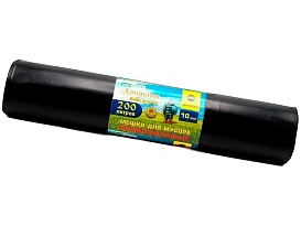 Мешки для мусора 200 л, ароматизированные, черные, в рулоне 10 шт., ПВД, 100 мкм, 1200х800 мм, Добрыня, Dob20010black в Ейске