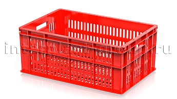 Ящик для молока, мяса, овощей и фруктов большая перфорация дно перфорированное красный в Ейске