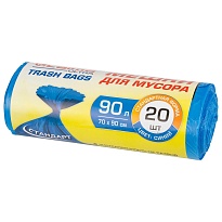 Мешки для мусора 90 л, синие, в рулоне 20 шт., ПНД, 14 мкм, 900х700 мм, LAIMA ULTRA, 607693 в Ейске