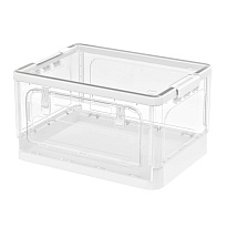 Ящик пластиковый складной прозрачный, дно белое, 360х235х230 мм, с колесиками в Ейске Ящик пластиковый складной прозрачный, дно белое, 360х235х230 мм, с колесиками в Ейске