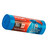 Мешки для мусора 160 л, синие, в рулоне 10 шт., ПВД, 21 мкм, 1200х870 мм, PACLAN Big&Strong, 604075 в Ейске