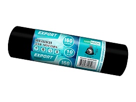 Мешки для мусора 160 л, ароматизированные, черные, в рулоне 10 шт., ПВД, 80 мкм, 1100х930 мм, EXPORT, exp16010142 в Ейске