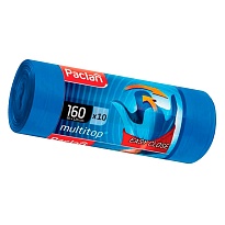 Мешки для мусора 160 л, с ушками, синие, в рулоне 10 шт., ПВД, 30 мкм, 1250х900 мм, PACLAN Multitop, 604064 в Ейске