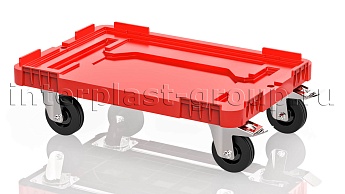 Тележка пластиковая сплошная 2 колеса с тормозом усиленная красная в Ейске