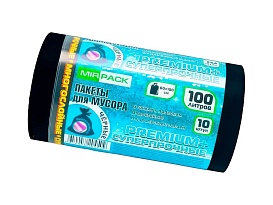 Мешки для мусора 100 л, черные, в рулоне 10 шт., ПВД, 70 мкм, 1000х600 мм, PREMIUM+, 1001076 в Ейске