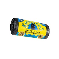 Мешки для мусора 30 л, с ушками, черные, в рулоне 30 шт., ПНД, 8 мкм, 580х460 мм, Крепакоф, 4607075710238 в Ейске Мешки для мусора 30 л, с ушками, черные, в рулоне 30 шт., ПНД, 8 мкм, 580х460 мм, Крепакоф, 4607075710238 в Ейске