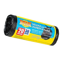 Мешки для мусора 20 л, черные, в рулоне 30 шт., ПНД, 10 мкм, 550х440 мм, Крепак, 4607075710092 в Ейске Мешки для мусора 20 л, черные, в рулоне 30 шт., ПНД, 10 мкм, 550х440 мм, Крепак, 4607075710092 в Ейске