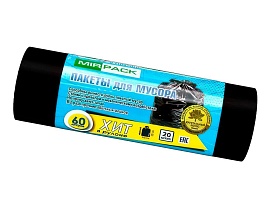 Мешки для мусора 60 л, ароматизированные, черные, в рулоне 20 шт., ПНД, 8 мкм, 800х600 мм, ХИТ, 6020867 в Ейске